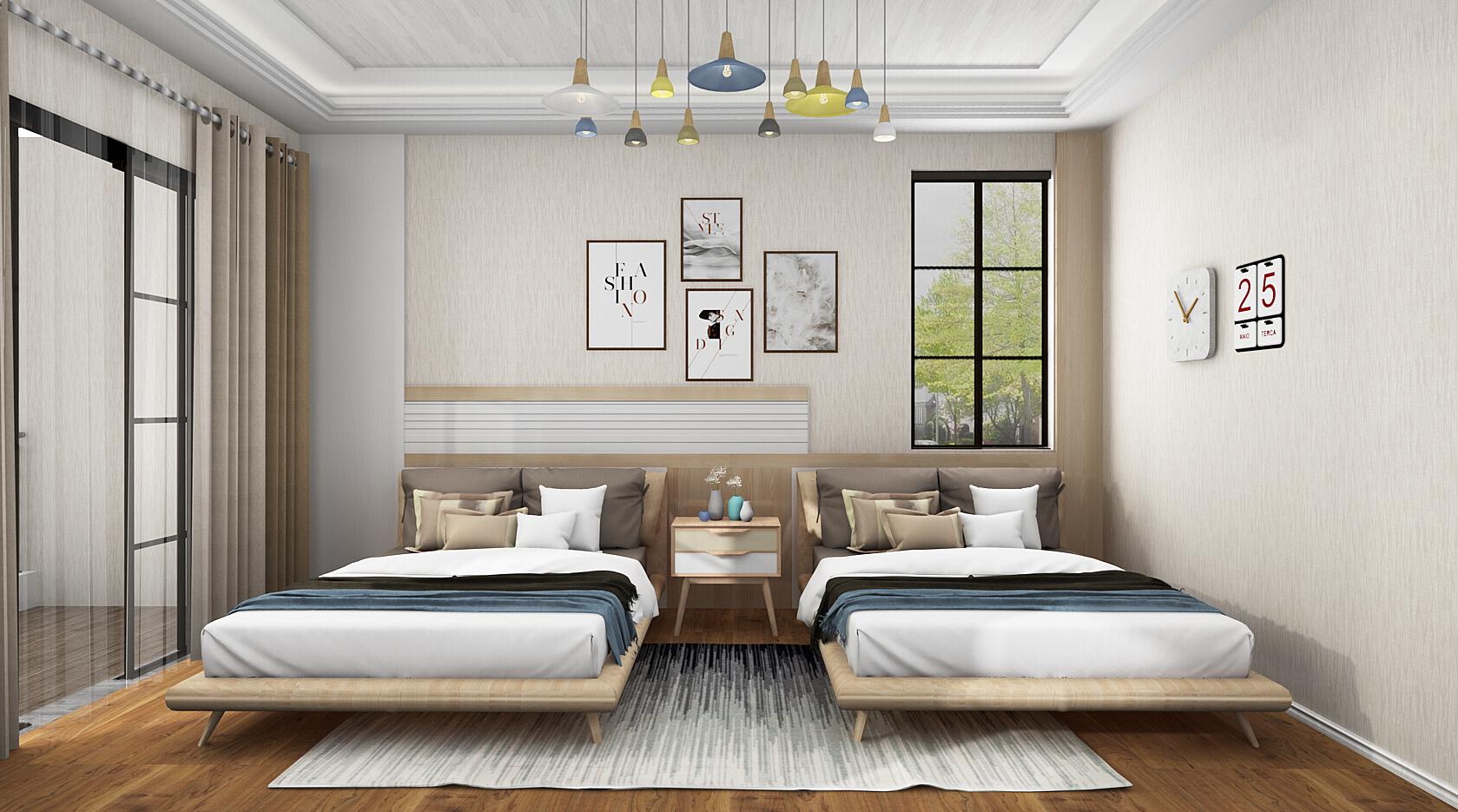 现代简约双人儿童房