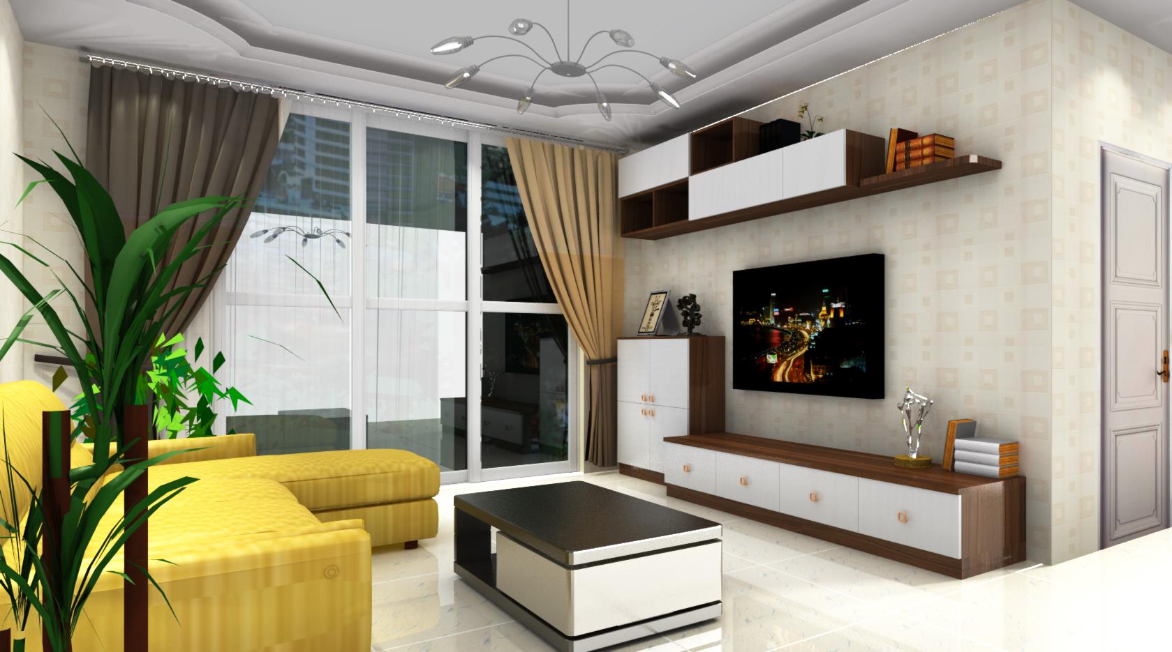 现代风客厅电视背景柜