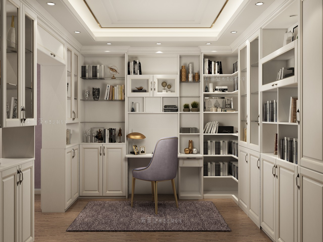 书房书柜装修效果图,别墅大书房装修效果图-索菲亚商城